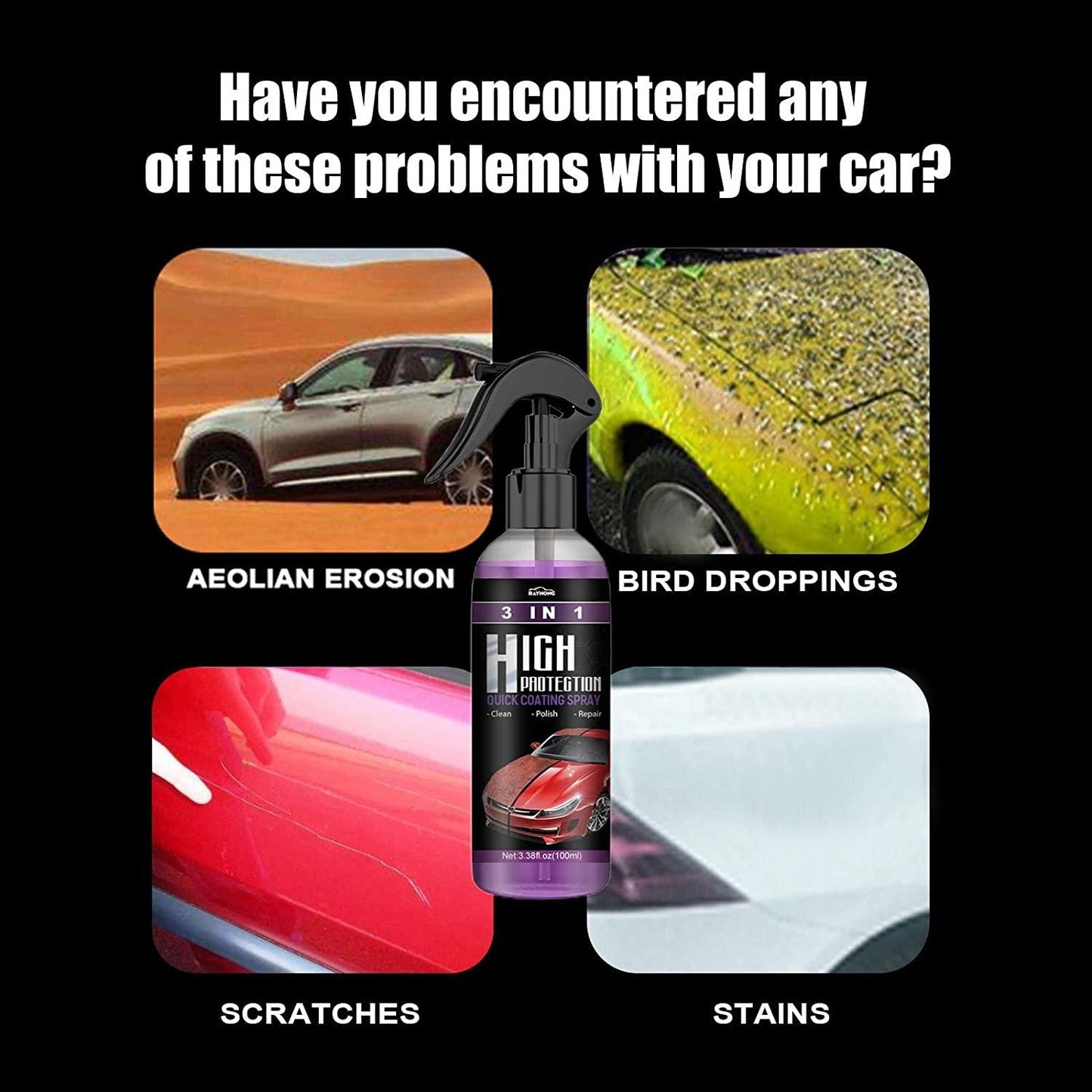 Hydrophobic Polish Nano Coating Agent Car Scratch Spray Cars Polishing for Motorcycle (Pack of 2)