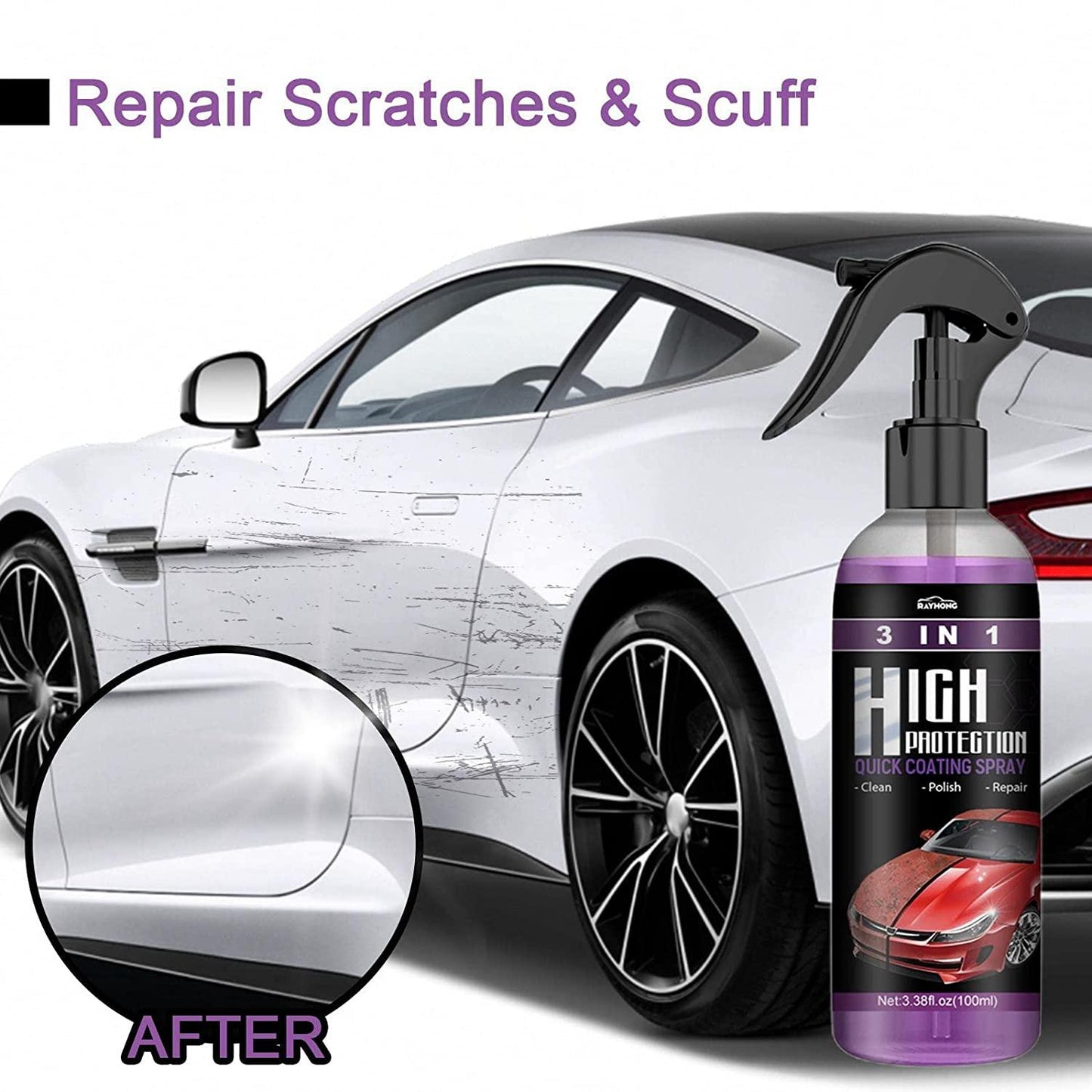 Hydrophobic Polish Nano Coating Agent Car Scratch Spray Cars Polishing for Motorcycle (Pack of 2)